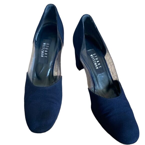 Staurt Weitzman Navy Blue Satin Heels - Picture 1 of 6